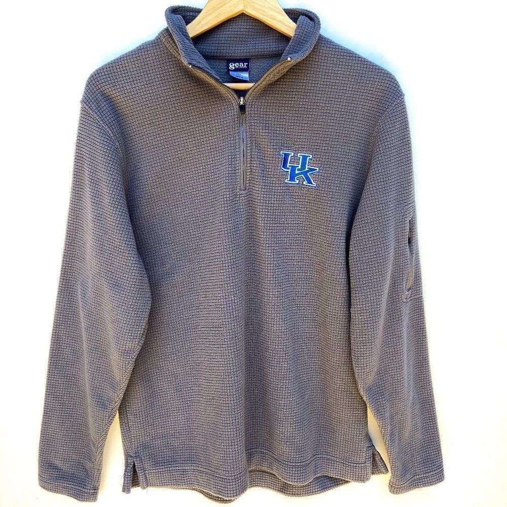 University of Kentucky Uk Gray Textured Long Sleeve Quarter Zip